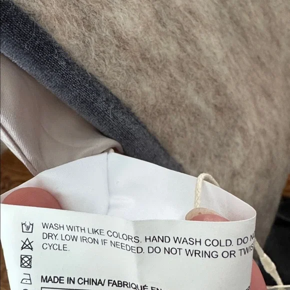 Motf Wool Blend Beige Ivory Long Duster Coat/Jacket Sz L Blue Velvet Trim - Picture 10 of 14